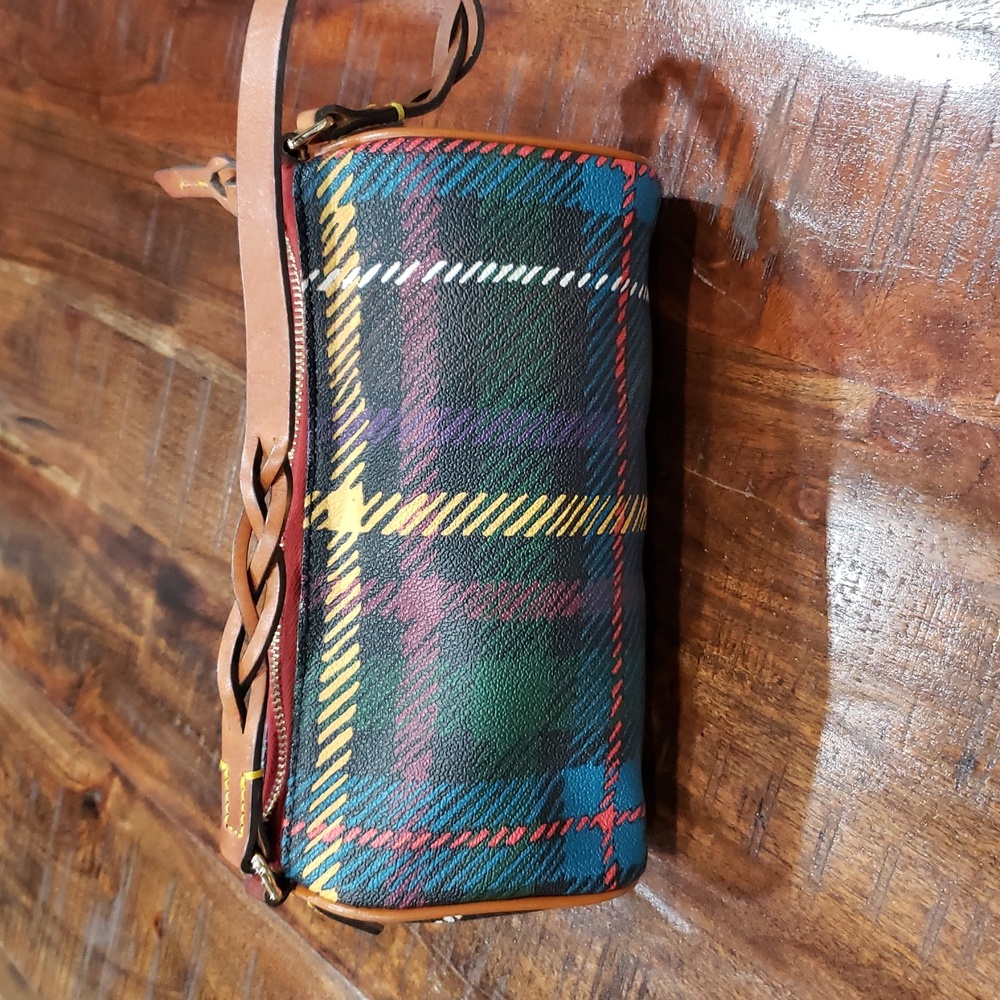 Dooney & Bourke Windsor Tartan Barrel Bag - Red, Green, Yellow - Picture 7 of 16